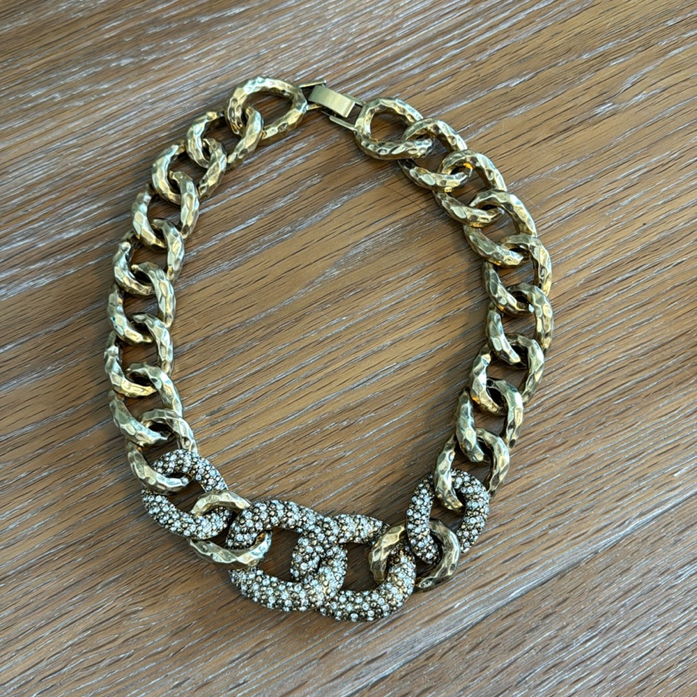 Gold Chain link necklace with rhinestones